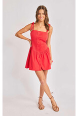 Sadie & Sage Sadie & Sage - Canyon Pintuck Tie Mini Dress (Red)