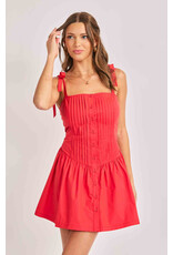 Sadie & Sage Sadie & Sage - Canyon Pintuck Tie Mini Dress (Red)
