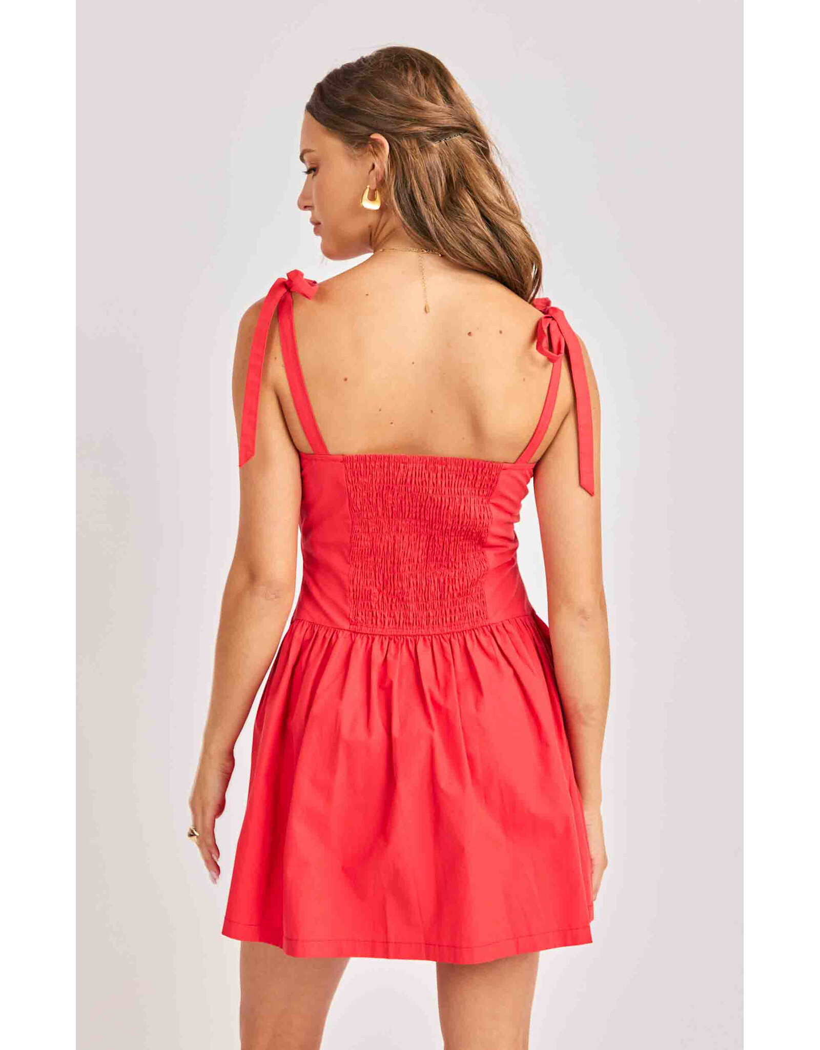 Sadie & Sage Sadie & Sage - Canyon Pintuck Tie Mini Dress (Red)