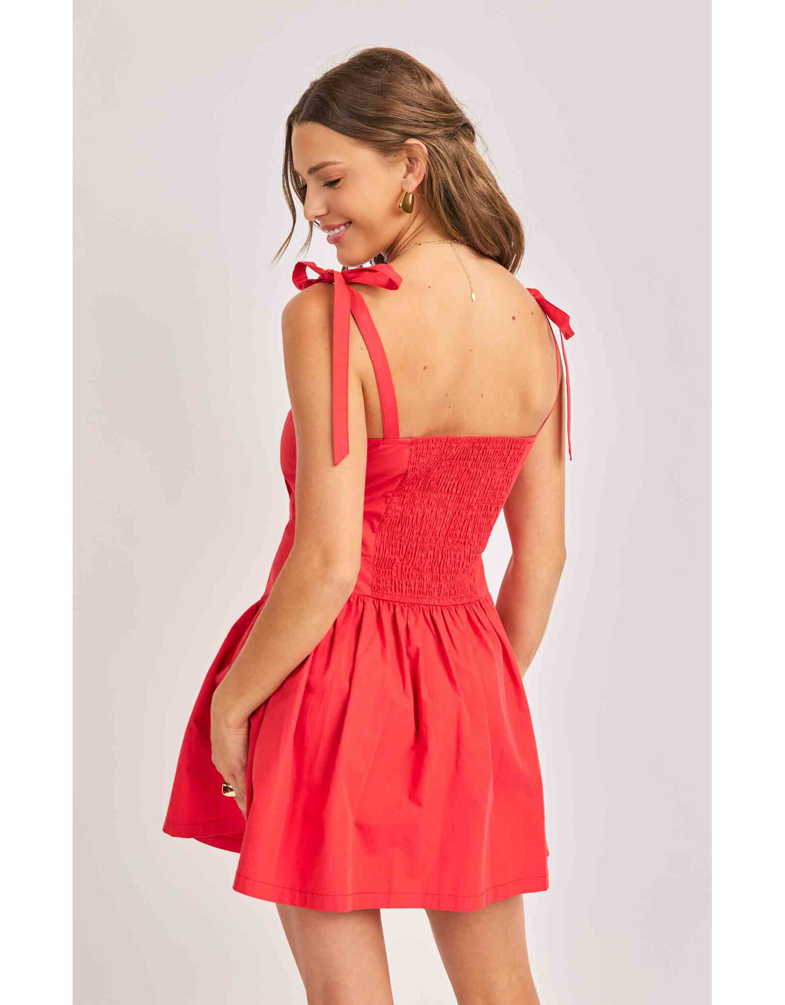 Sadie & Sage Sadie & Sage - Canyon Pintuck Tie Mini Dress (Red)