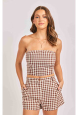 Sadie & Sage Sadie & Sage - Mustang Gingham Tube Top (Brown)