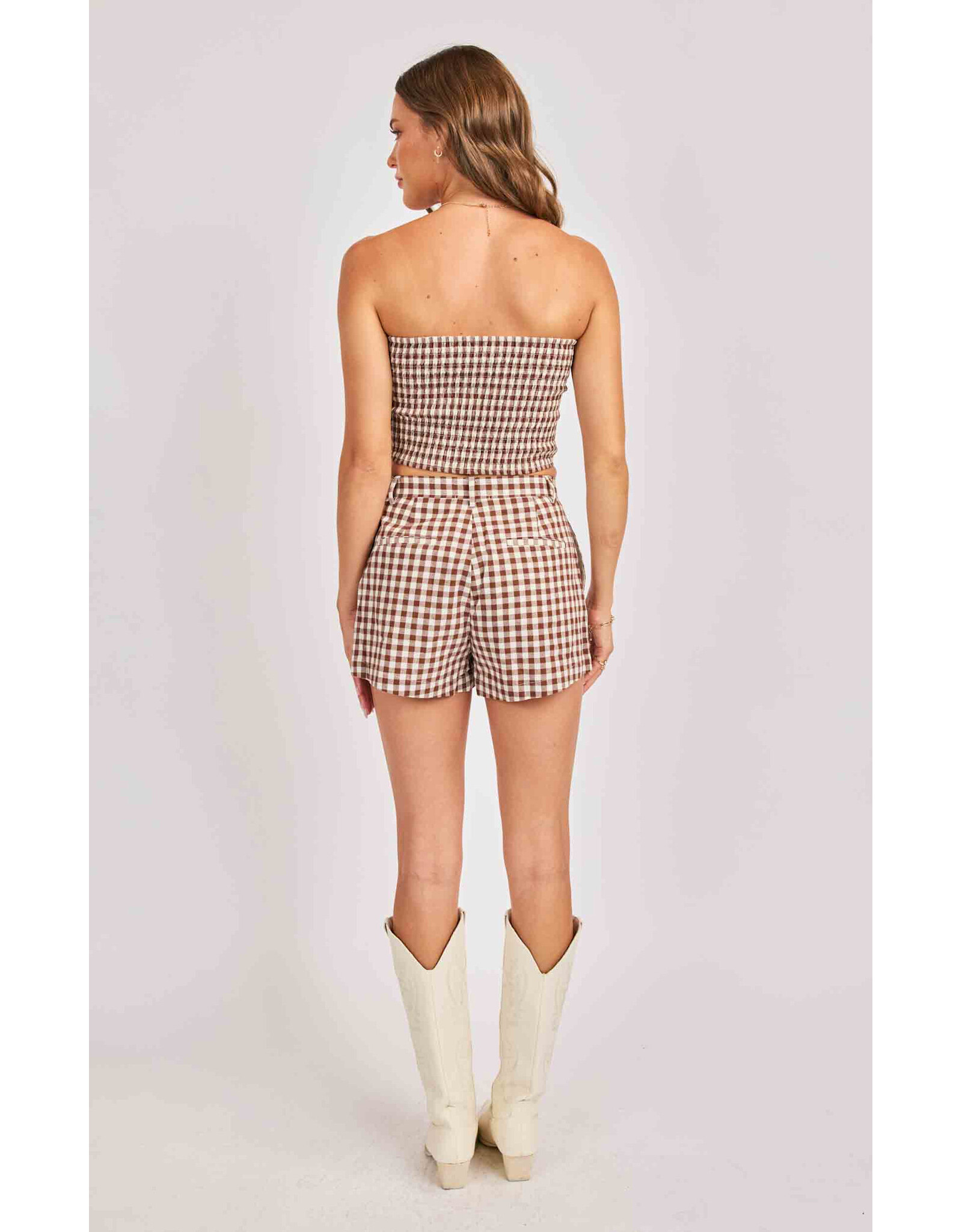Sadie & Sage Sadie & Sage - Mustang Gingham Tube Top (Brown)