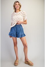 ee:some Denim Ruffle Shorts