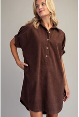 ee:some Mineral Washed Mini Shirt Dress (Dark Brown)