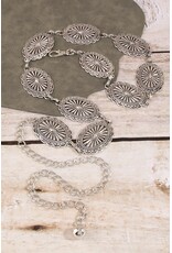 Fame Accessories Oval Concho Disc Chain Link Belt (Silver)