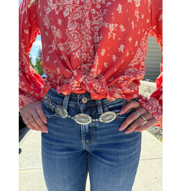 Fame Accessories Oval Concho Disc Chain Link Belt (Silver)