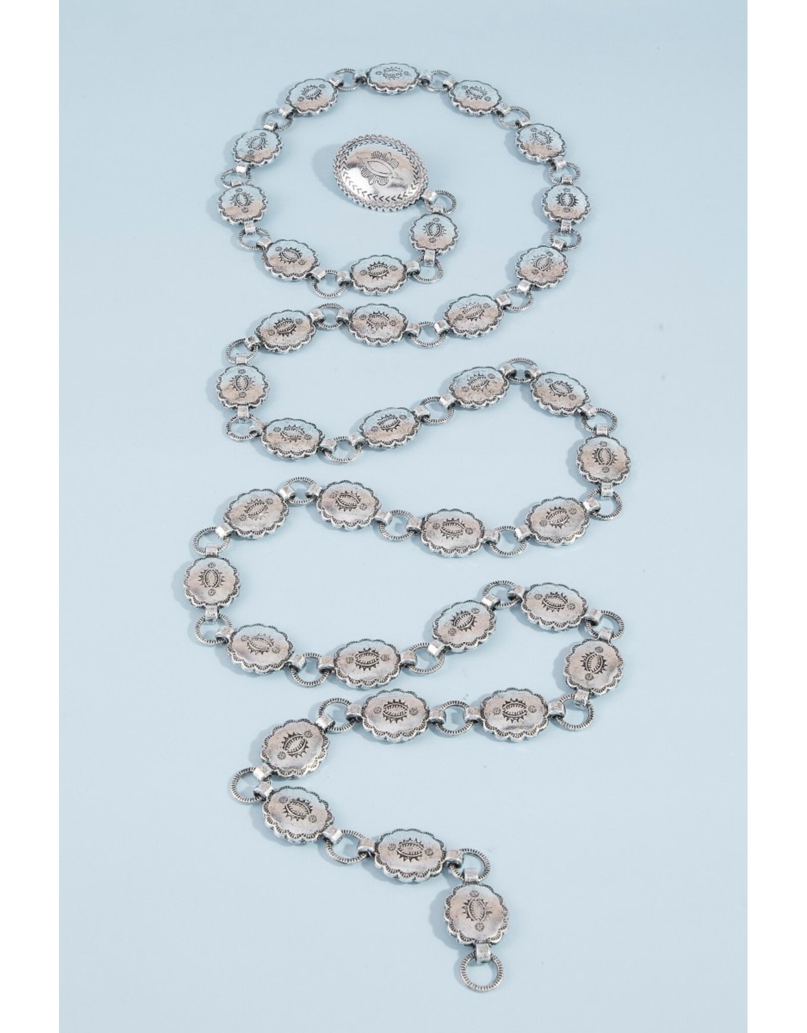 Fame Accessories Oval Chain Link Belt (Silver)