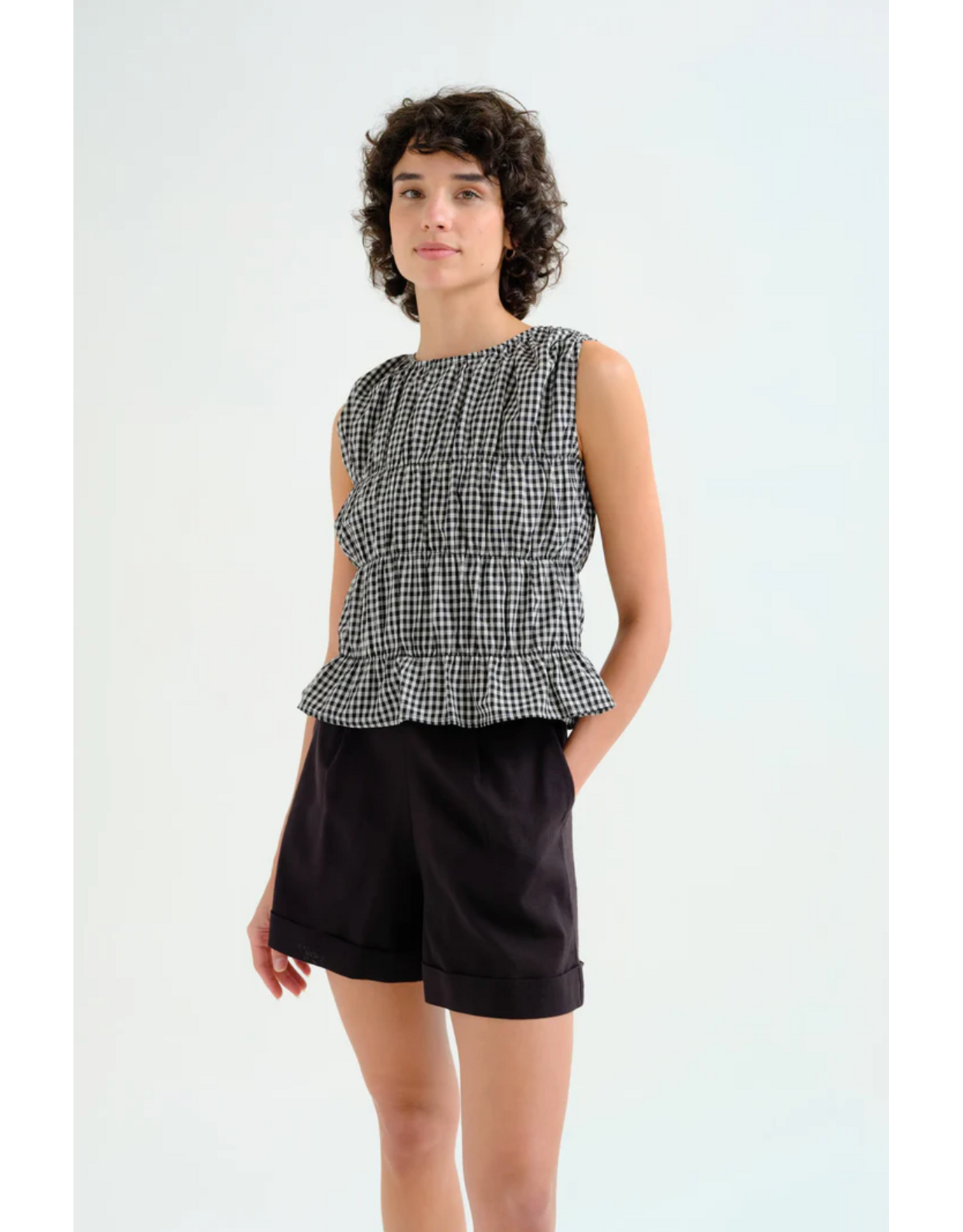 Compania Fantastica Compania Fantastica -  Gingham Top (Black)