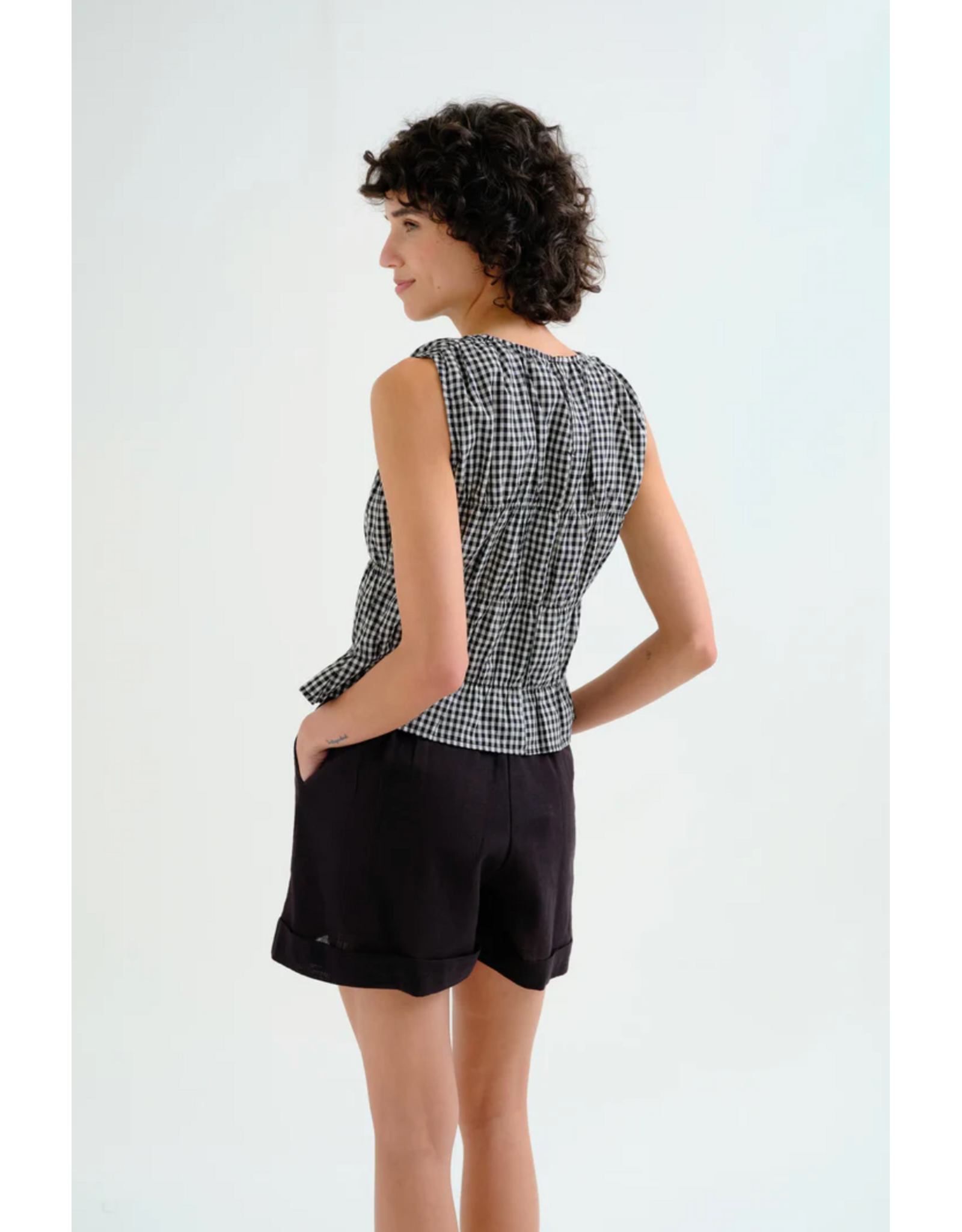 Compania Fantastica Compania Fantastica -  Gingham Top (Black)