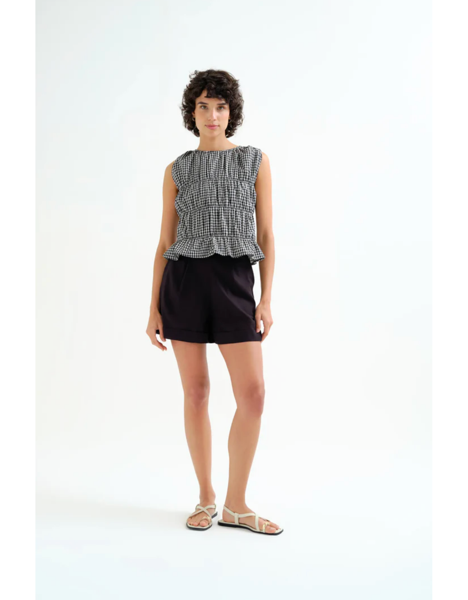Compania Fantastica Compania Fantastica -  Gingham Top (Black)