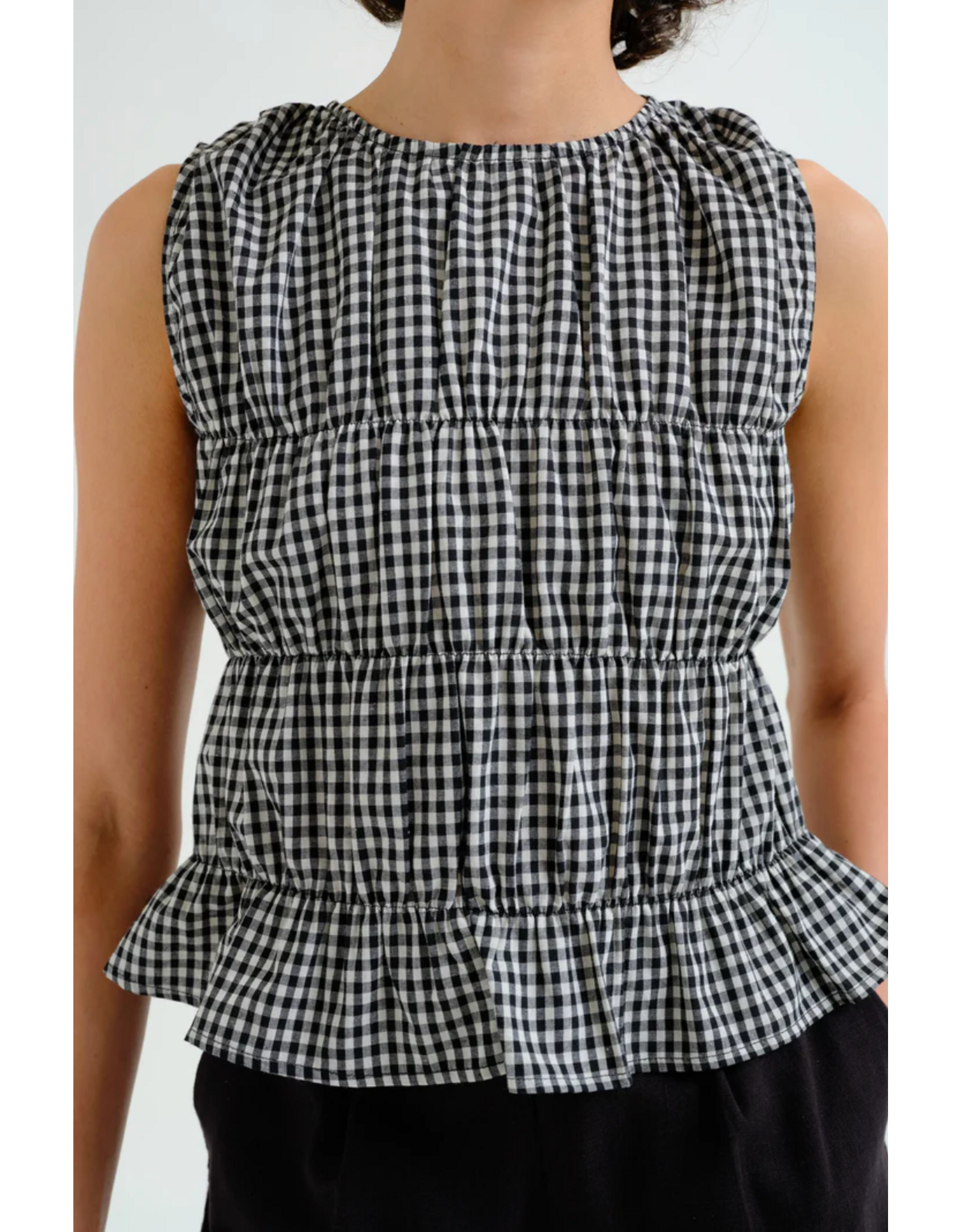 Compania Fantastica Compania Fantastica -  Gingham Top (Black)