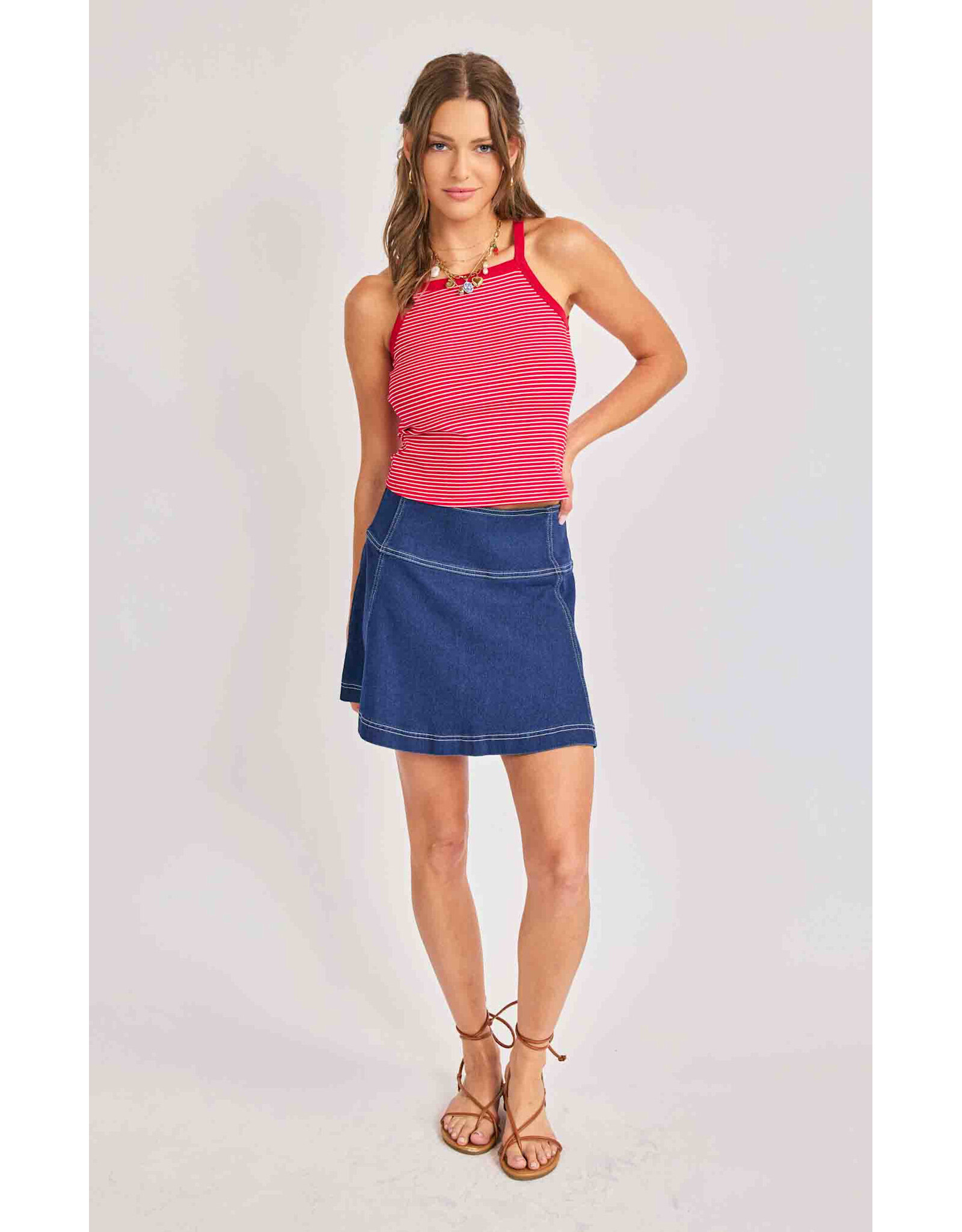 Sadie & Sage Sadie & Sage - Jukebox Knit Tank (Red / White)