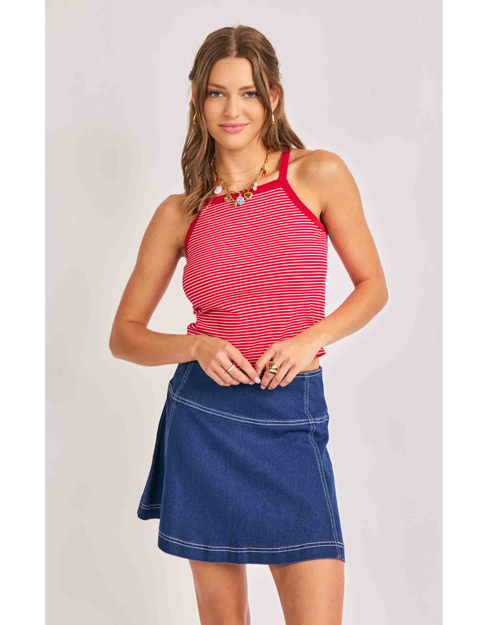 Sadie & Sage Sadie & Sage - Jukebox Knit Tank (Red / White)