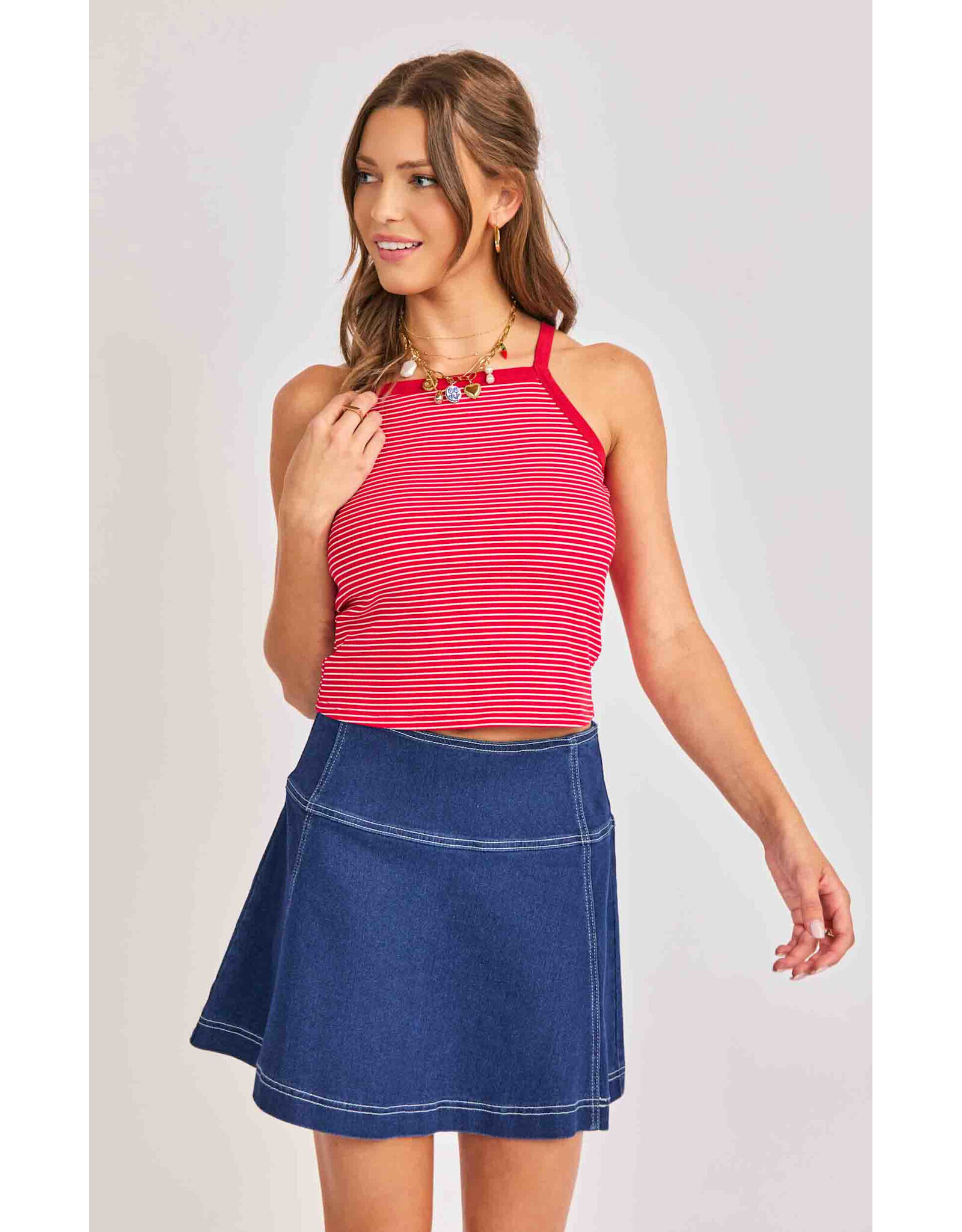 Sadie & Sage Sadie & Sage - Jukebox Knit Tank (Red / White)