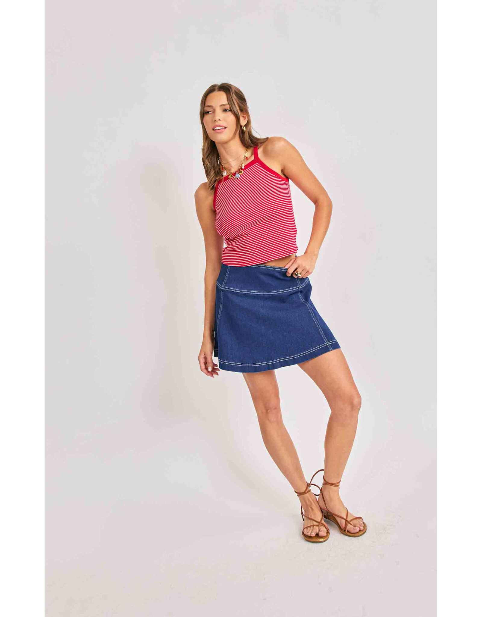 Sadie & Sage Sadie & Sage - Jukebox Knit Tank (Red / White)