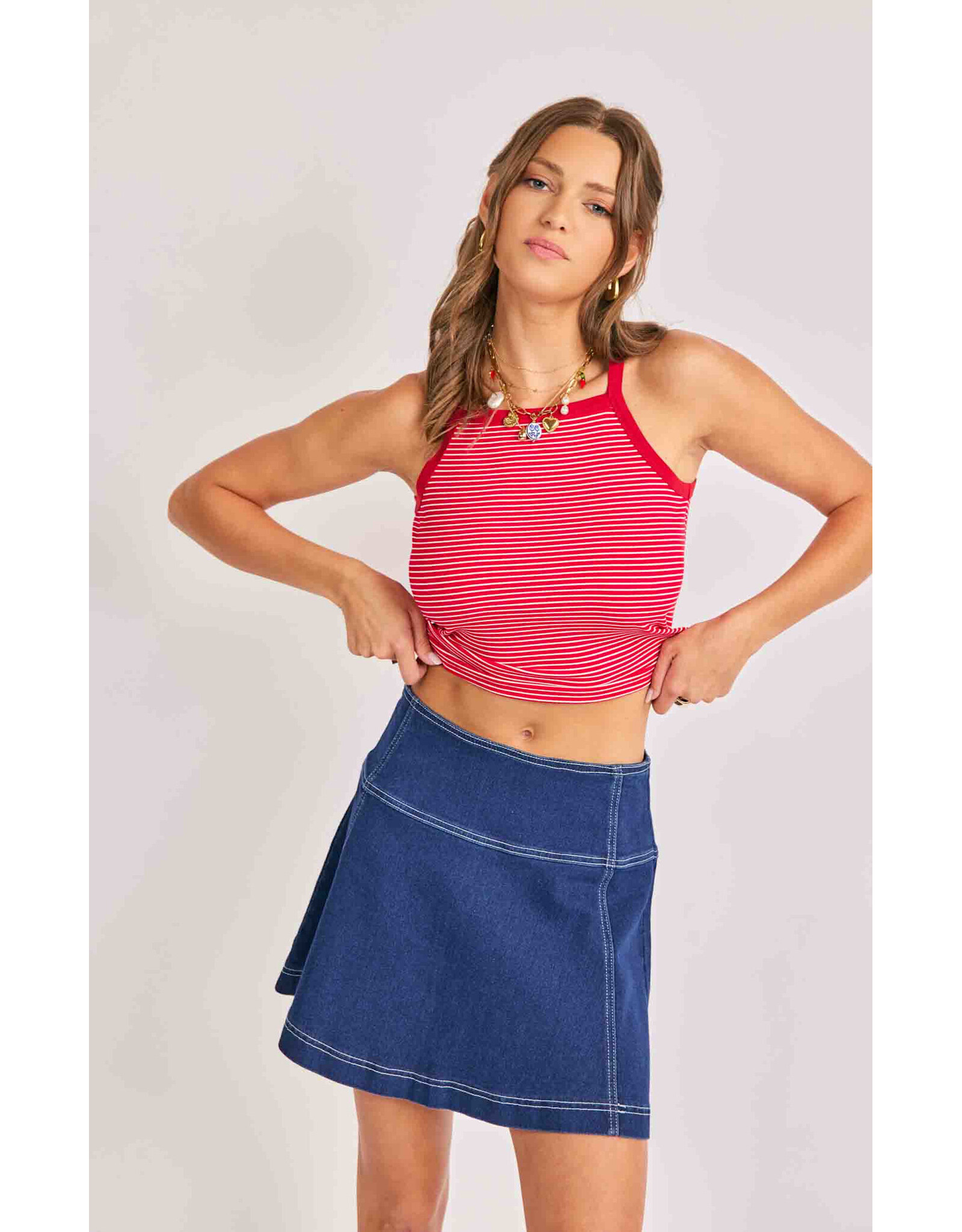 Sadie & Sage Sadie & Sage - Jukebox Knit Tank (Red / White)