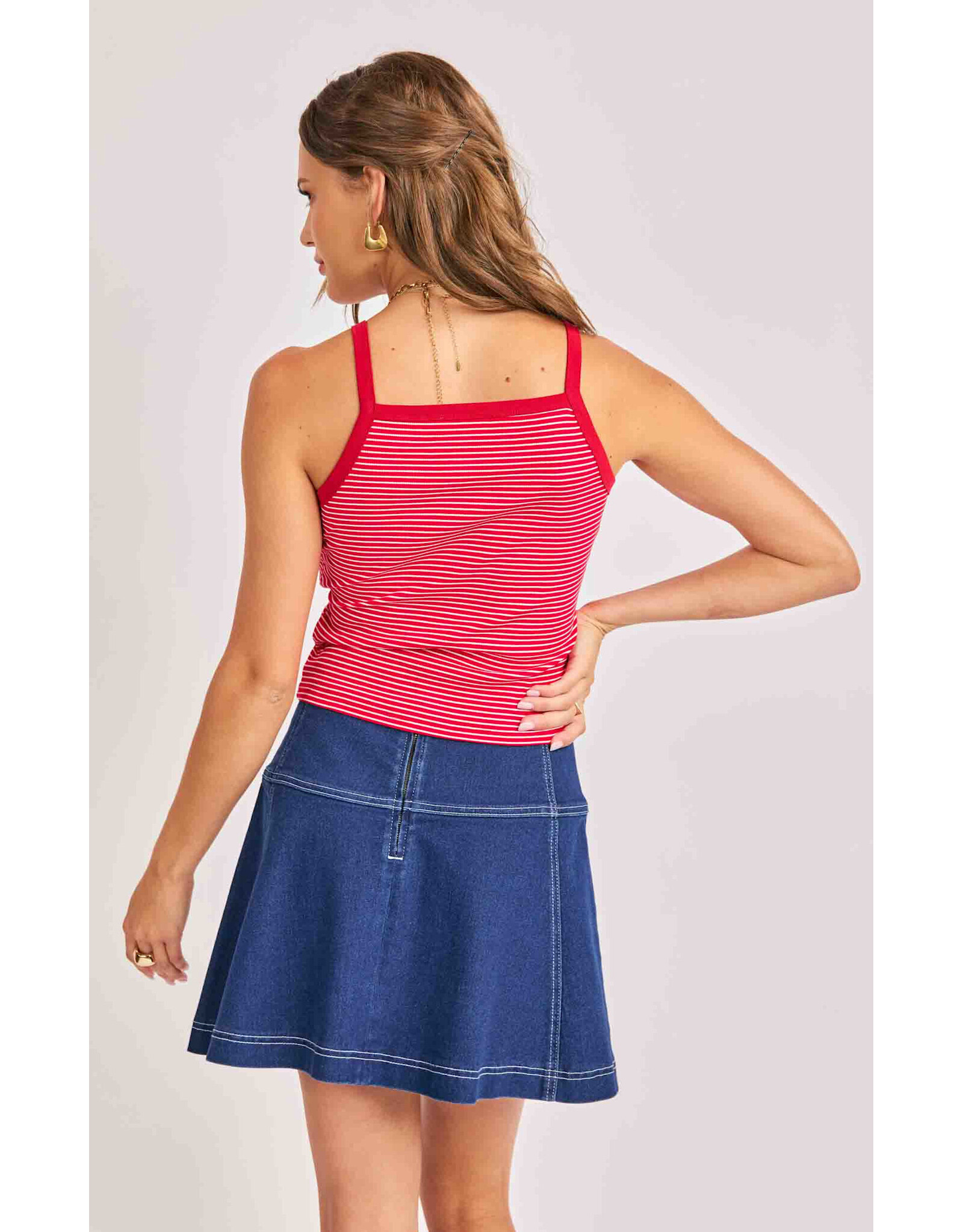 Sadie & Sage Sadie & Sage - Jukebox Knit Tank (Red / White)