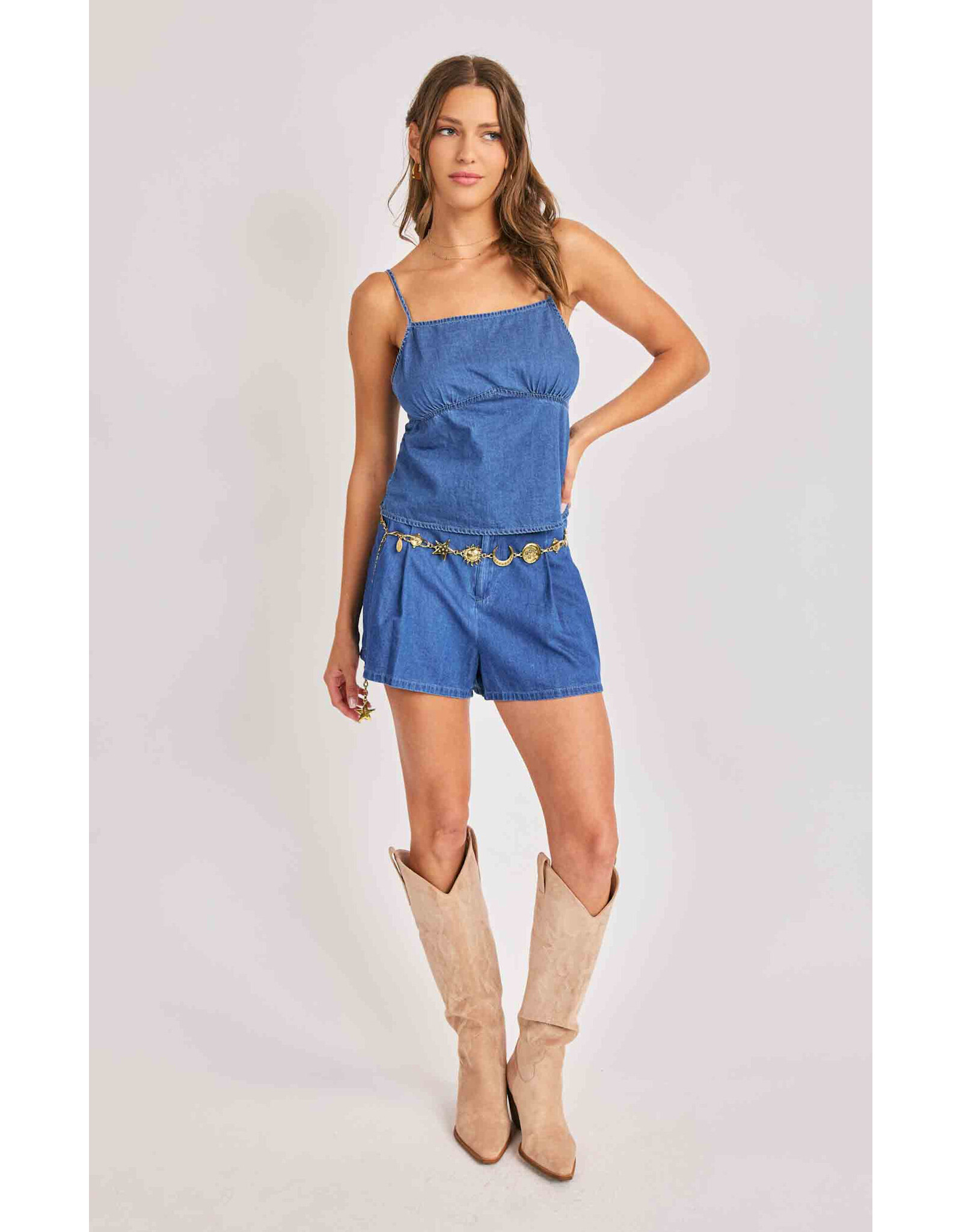Sadie & Sage Sadie & Sage - Rango Chambray Tank (Dark Chambray)