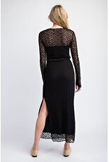 ee:some Lace Side Slit Maxi Skirt (Black)