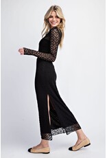 ee:some Lace Side Slit Maxi Skirt (Black)