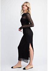 ee:some Lace Side Slit Maxi Skirt (Black)