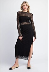 ee:some Lace Side Slit Maxi Skirt (Black)