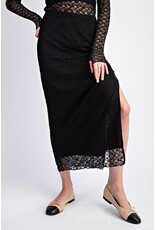 ee:some Lace Side Slit Maxi Skirt (Black)