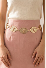 Fame Accessories Bull Skull Concho Chain Belt (Gold)
