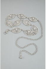 Fame Accessories Bull Skull Concho Chain Belt (Silver)