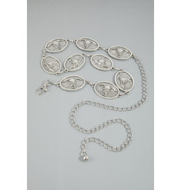 Fame Accessories Bull Skull Concho Chain Belt (Silver)