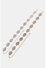 Fame Accessories Western Horse Engraved Concho Chain Belt (Gold)