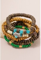 Fame Accessories Western Wooden Beads Stackable Bracelets