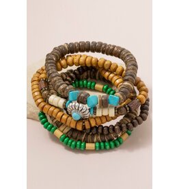 Fame Accessories Western Wooden Beads Stackable Bracelets
