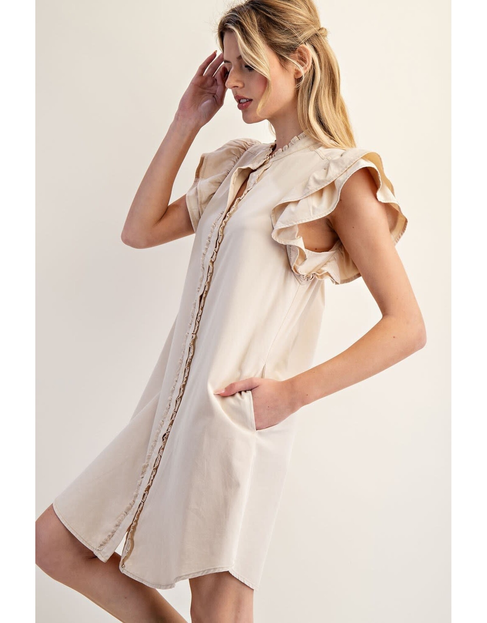 ee:some Short Sleeve Dress (Bone)
