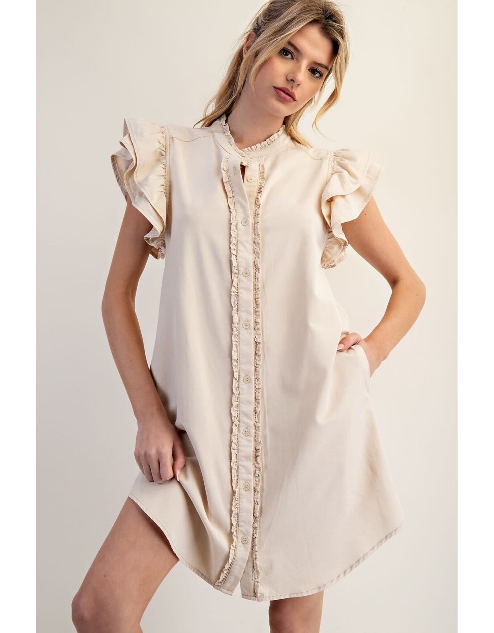 ee:some Short Sleeve Dress (Bone)