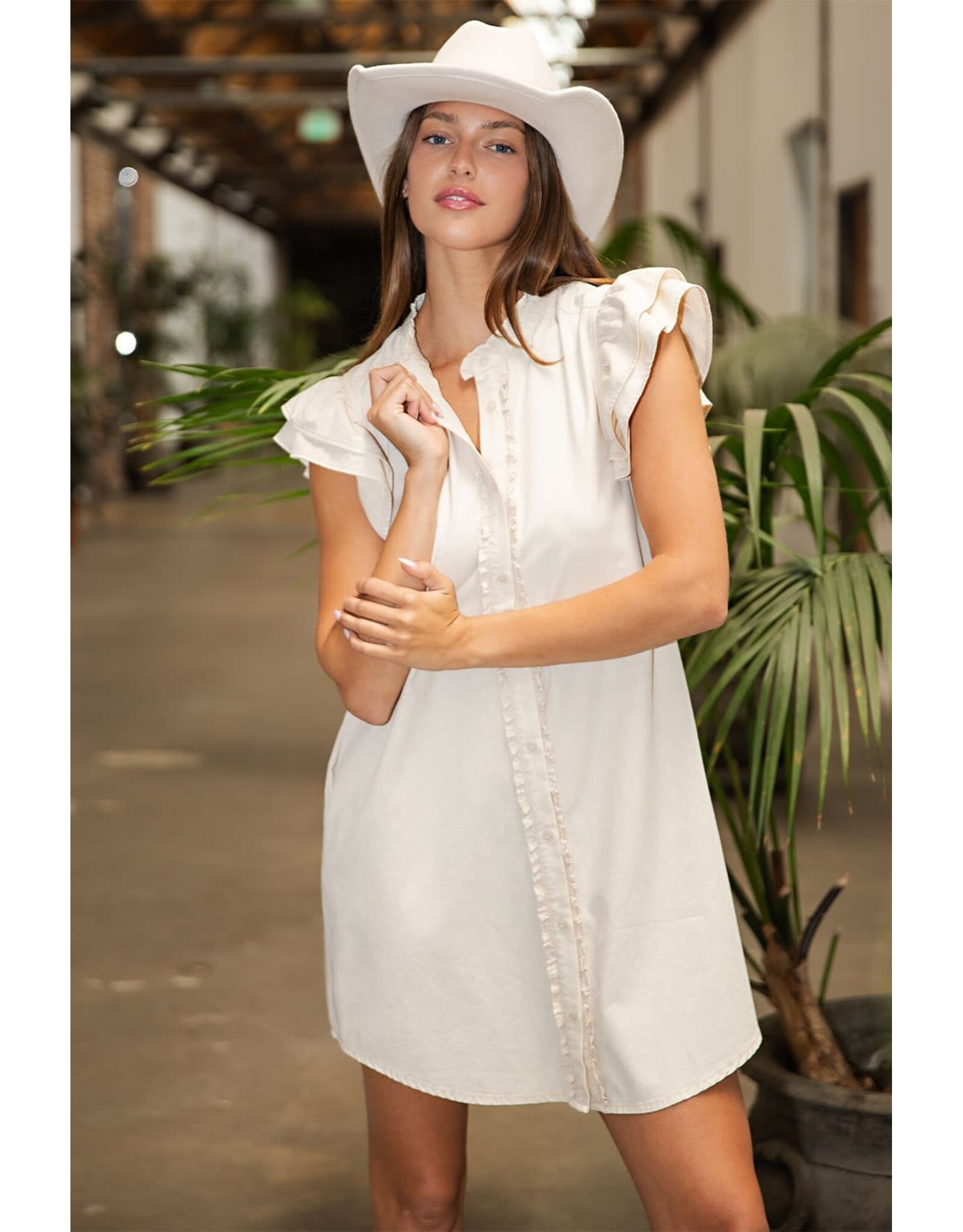 ee:some Short Sleeve Dress (Bone)
