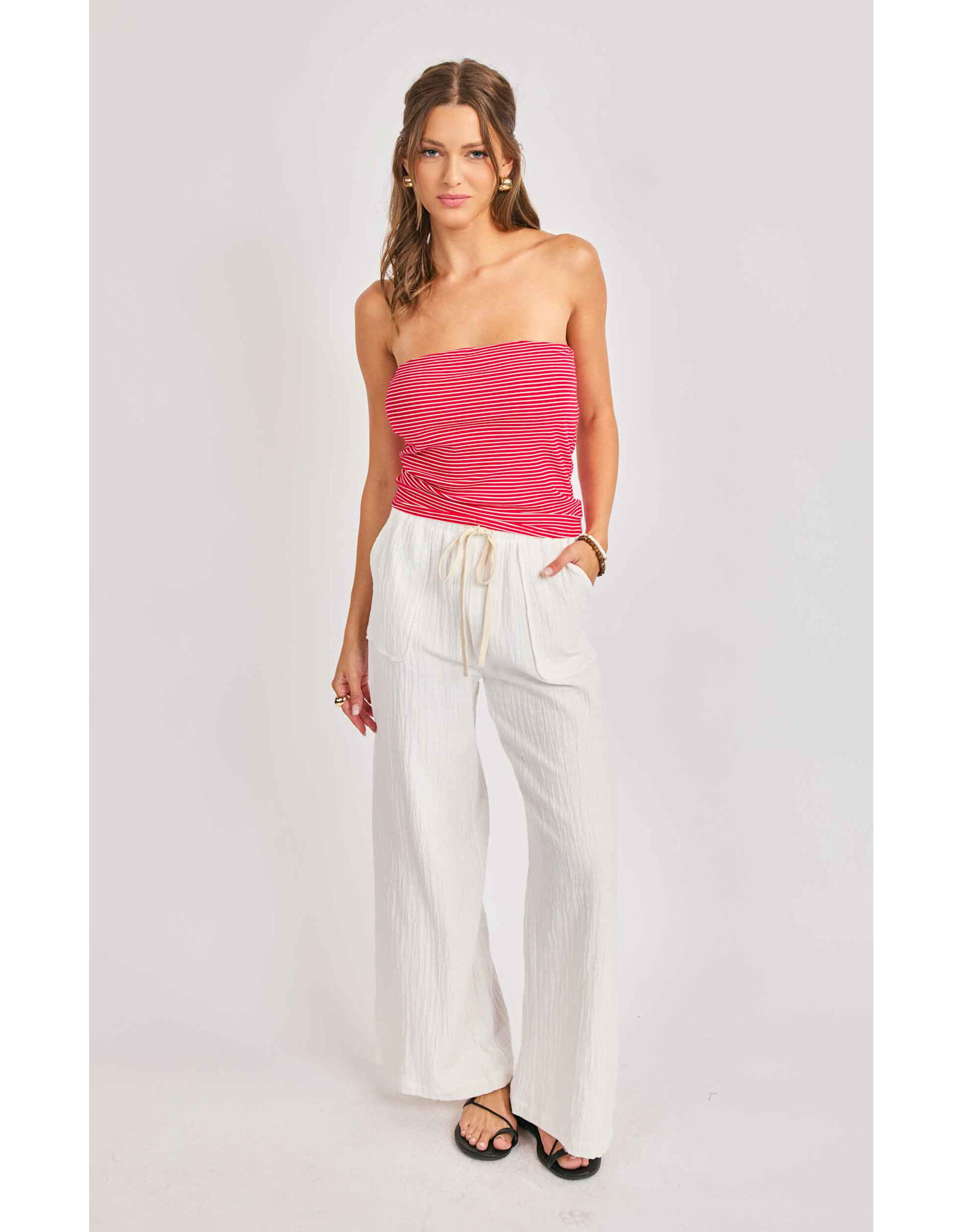Sadie & Sage Sadie & Sage - Jukebox Knit Tube Top (Red / White)