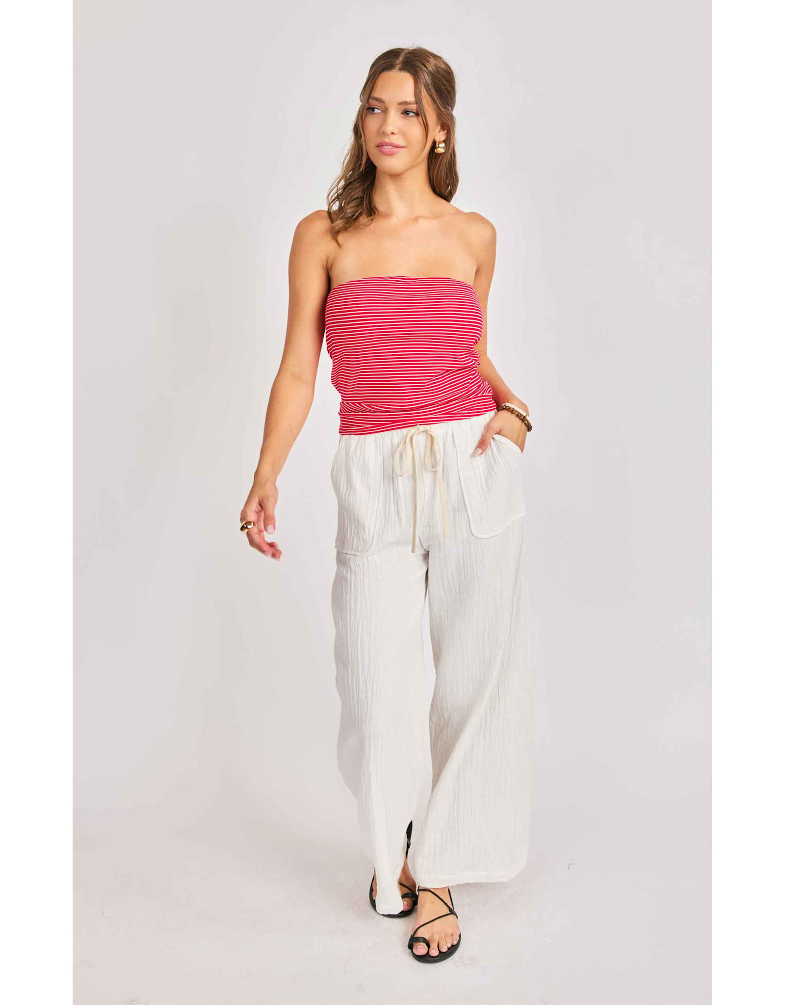 Sadie & Sage Sadie & Sage - Jukebox Knit Tube Top (Red / White)