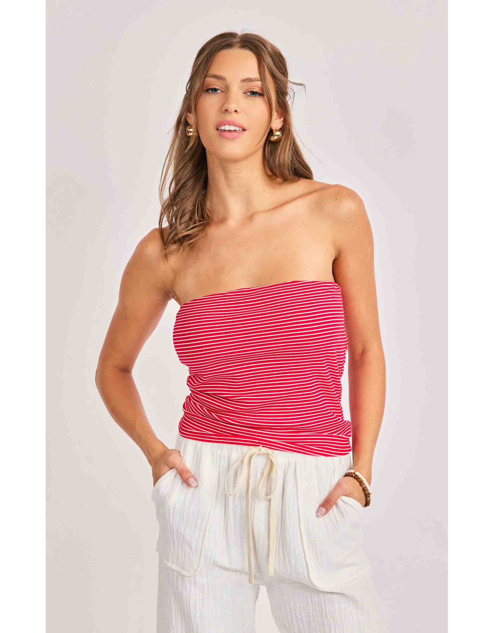 Sadie & Sage Sadie & Sage - Jukebox Knit Tube Top (Red / White)