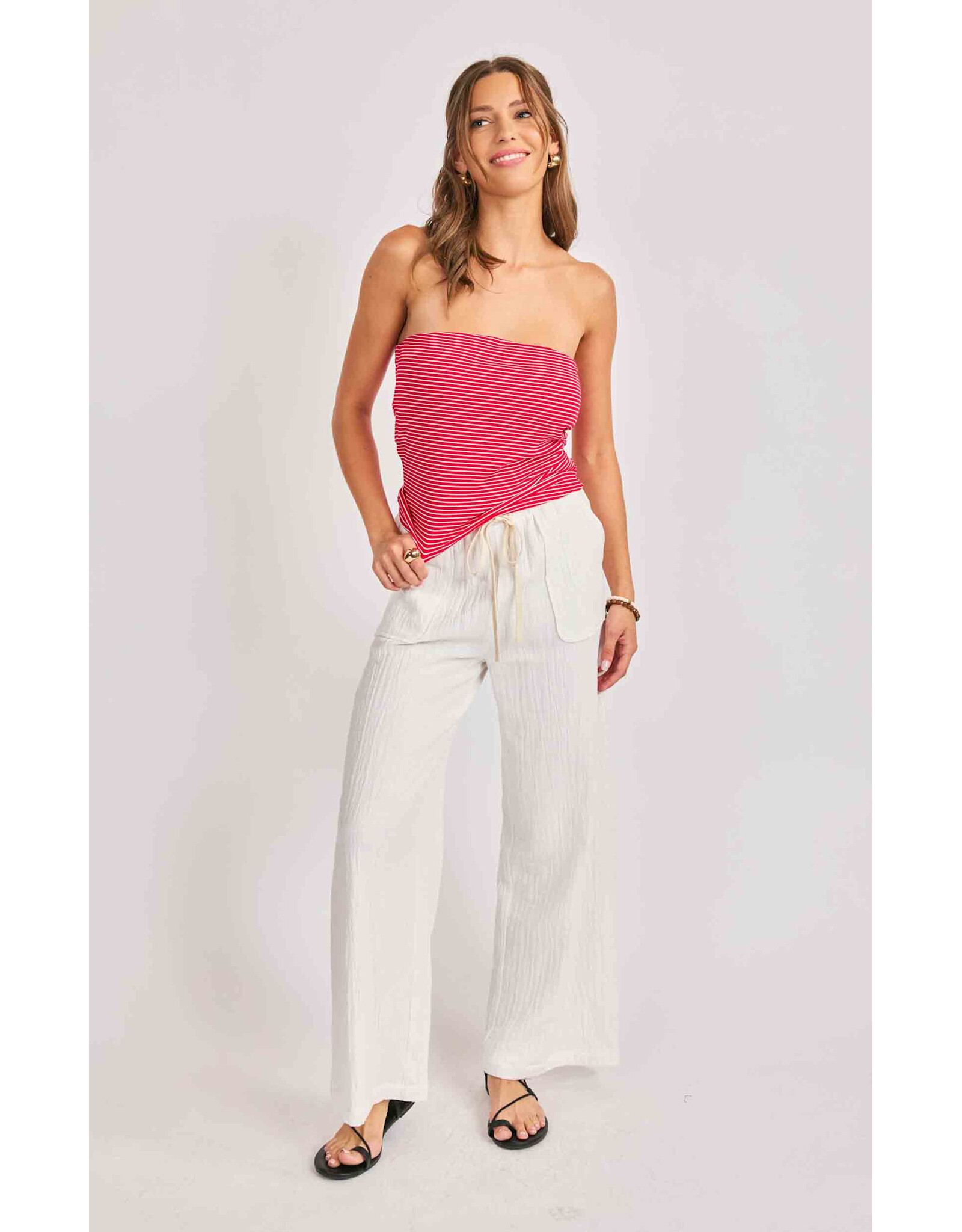 Sadie & Sage Sadie & Sage - Jukebox Knit Tube Top (Red / White)