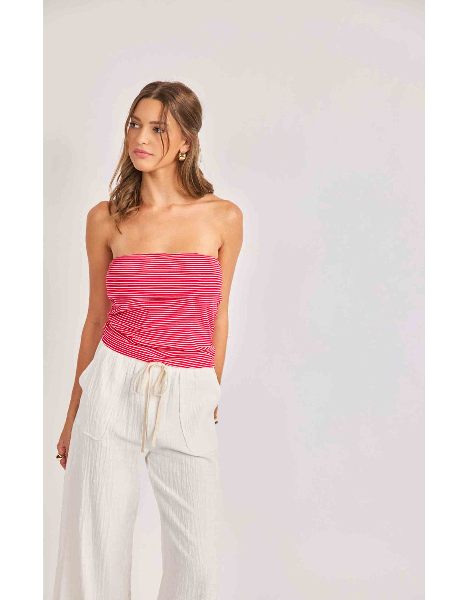 Sadie & Sage Sadie & Sage - Jukebox Knit Tube Top (Red / White)