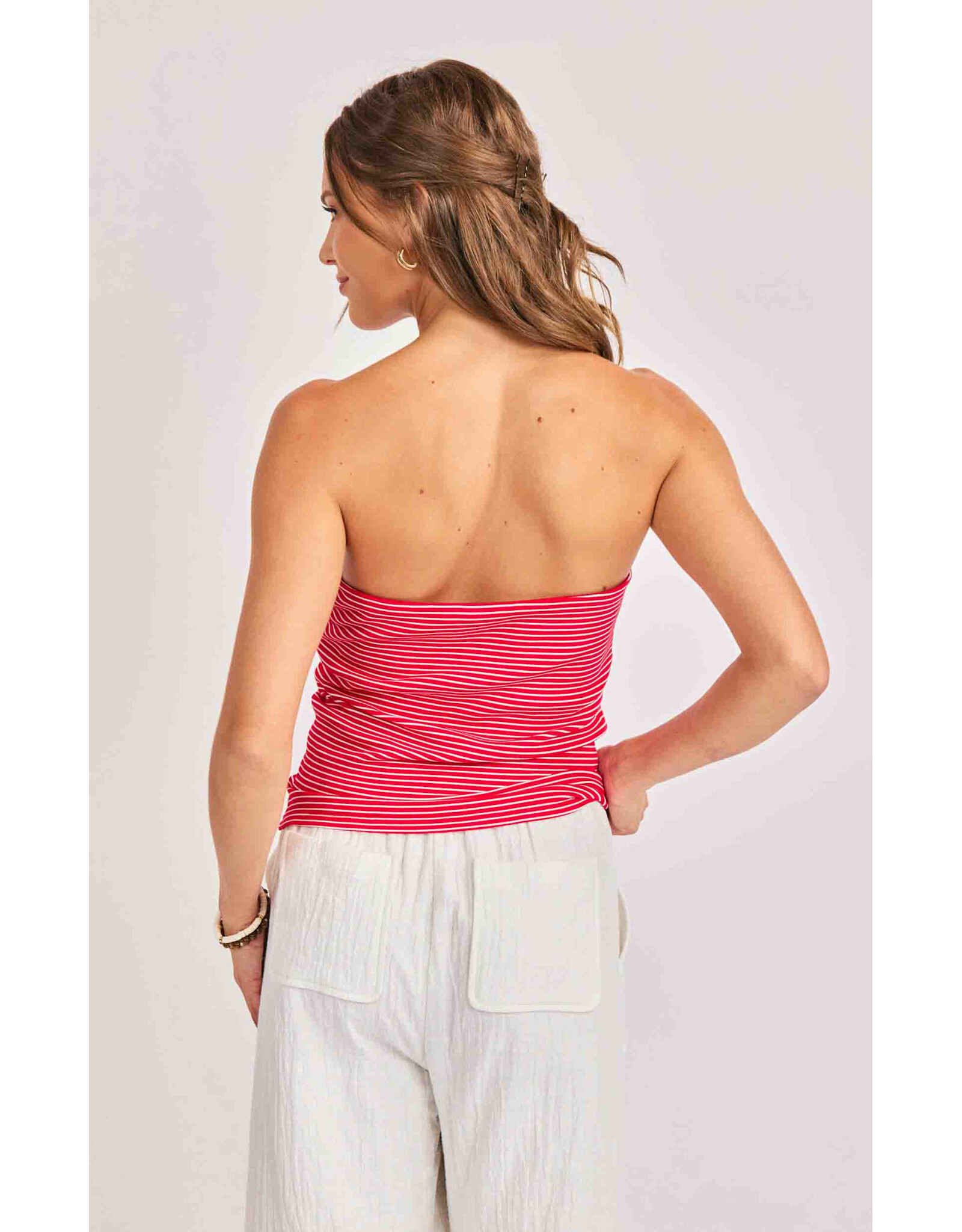 Sadie & Sage Sadie & Sage - Jukebox Knit Tube Top (Red / White)