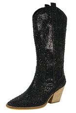 Let's See Style Alice 15 extended knee height rhinestone western boot (Black)