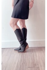 Let's See Style Alice 15 extended knee height rhinestone western boot (Black)