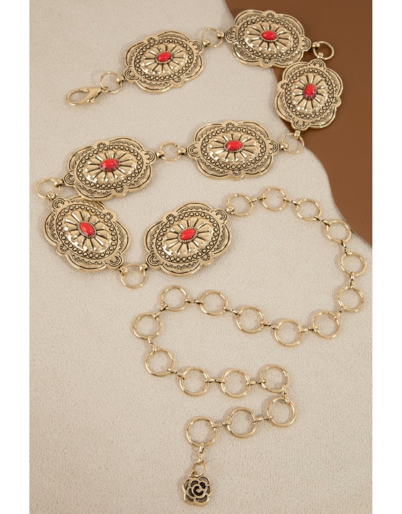 Fame Accessories Western Concho Chain Link Belt