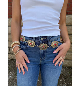 Fame Accessories Western Concho Chain Link Belt