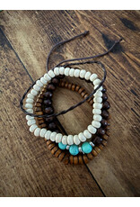Fame Accessories Western Wooden Bead and Braid Stackable Bracelets