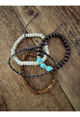 Fame Accessories Western Wooden Bead and Braid Stackable Bracelets
