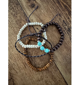 Fame Accessories Western Wooden Bead and Braid Stackable Bracelets
