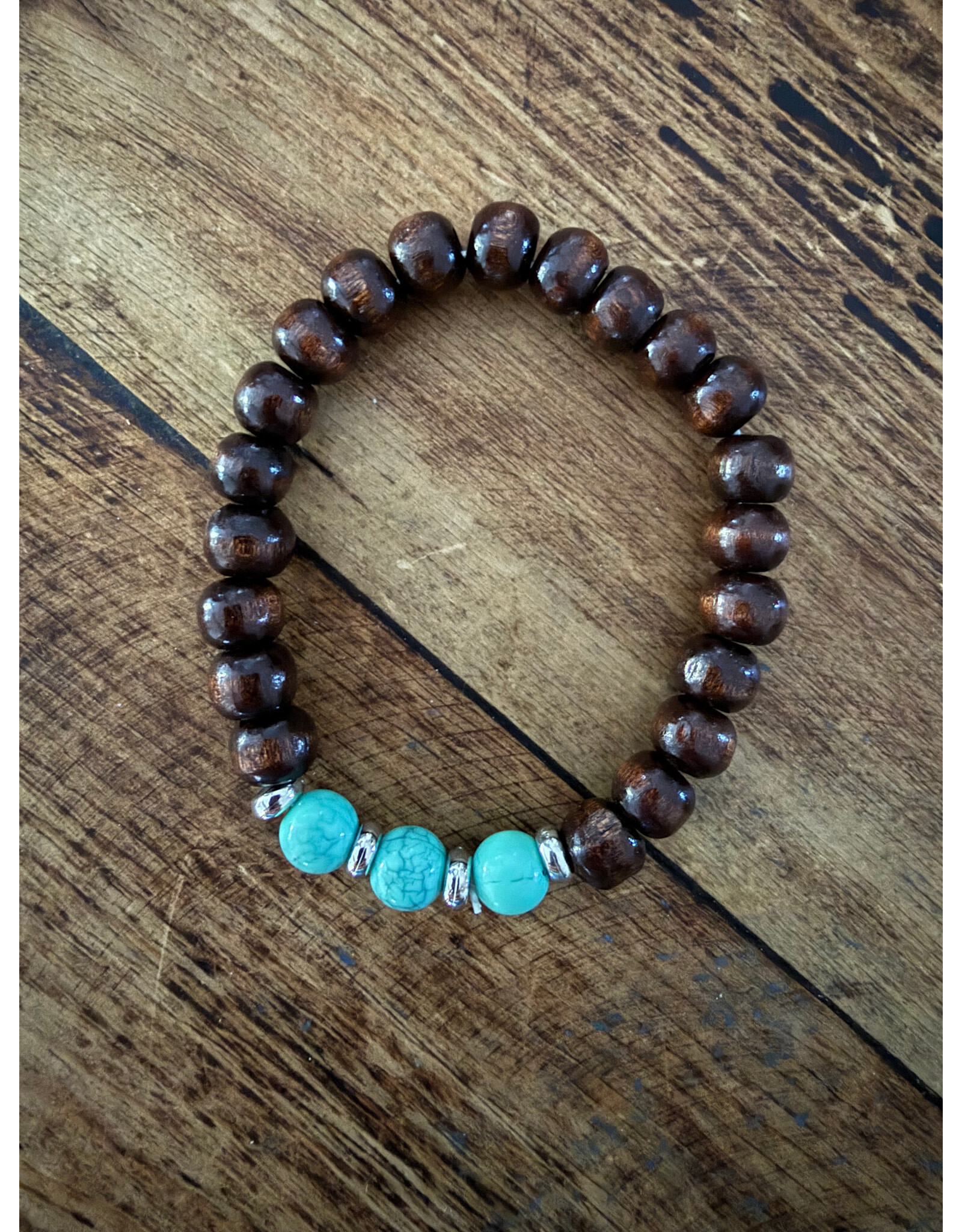 Fame Accessories Western Wooden Bead and Braid Stackable Bracelets